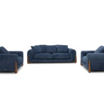 3 2 1 Fabric Sofa Living Room Furniture White Light Navy Blue White Gray