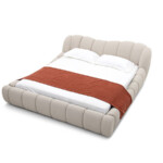 Fabric Double Bed White Cream Style Italian Style Bedroom Set