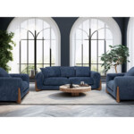 3 2 1 Fabric Sofa Living Room Furniture White Light Navy Blue White Gray