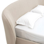 Luxury Upholstered Platform Beige Velvet Tufted King Size Bed