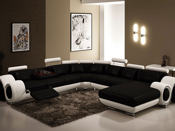 U Shaped Chaise Gunuine Sofa Colorful Recliner Furniture