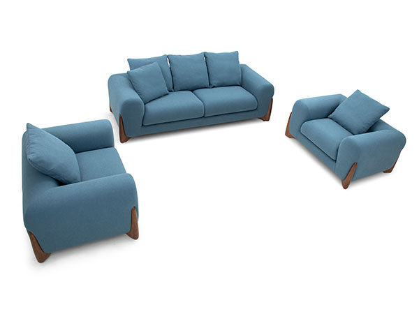 3 2 1 Fabric Sofa Living Room Furniture White Light Navy Blue White Gray