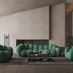 321 sofa French white green cream fabric modern simple living room sofa